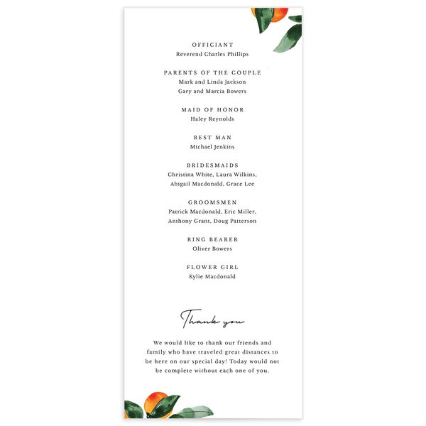 Orange Citrus Wedding Programs Pumpkin Signature