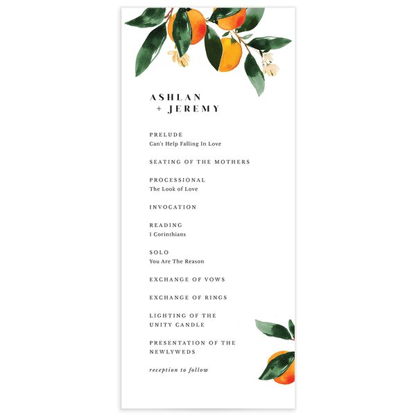 Orange Citrus Wedding Programs Pumpkin Signature