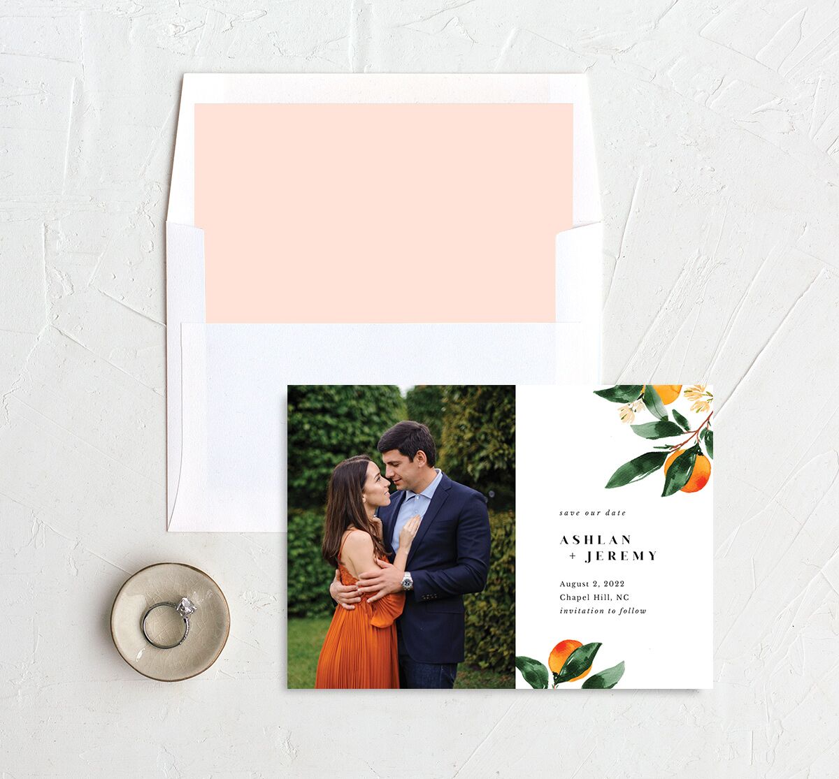 Orange Citrus Save The Date Cards Pumpkin Signature No