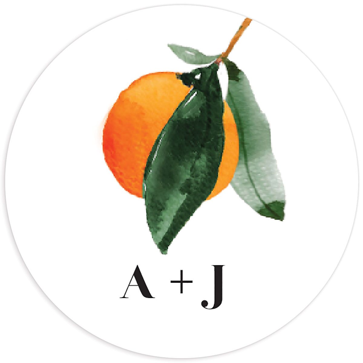 Orange Citrus Wedding Stickers front in Orange