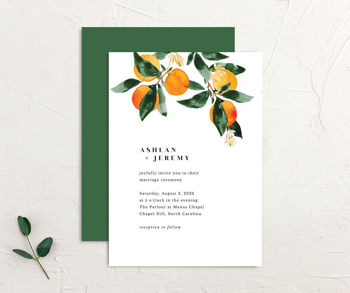 Orange Citrus Wedding Invitations Pumpkin Signature No