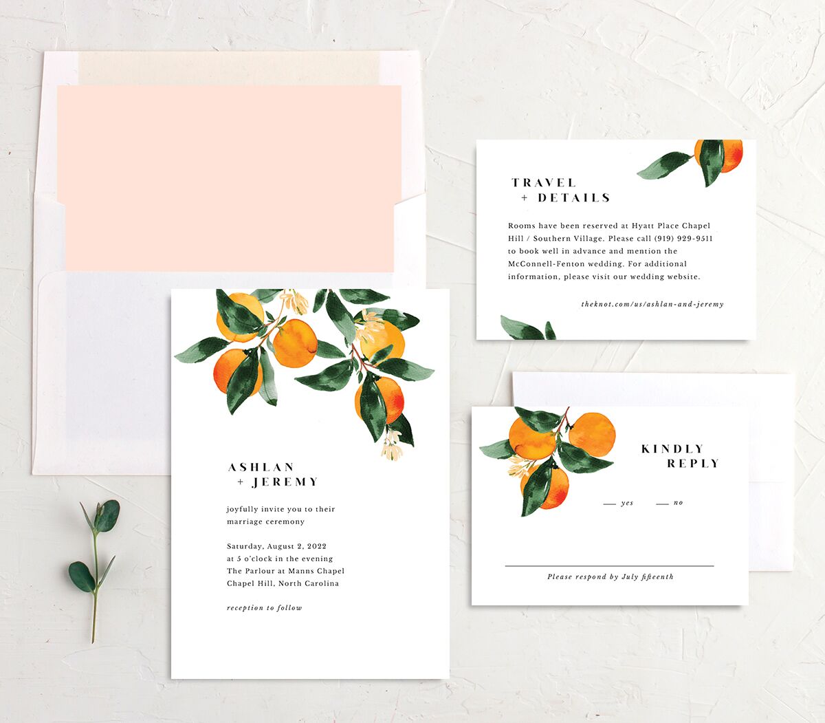 Orange Citrus Wedding Invitations Pumpkin Signature No