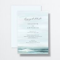 Painted Beach Engagement Party Invitations Dusty Blue Signature Standard