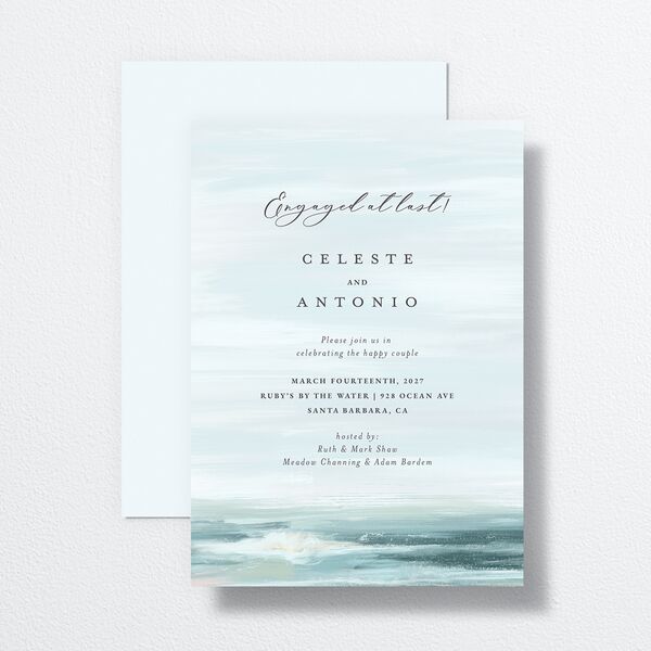 Painted Beach Engagement Party Invitations Dusty Blue Signature Standard