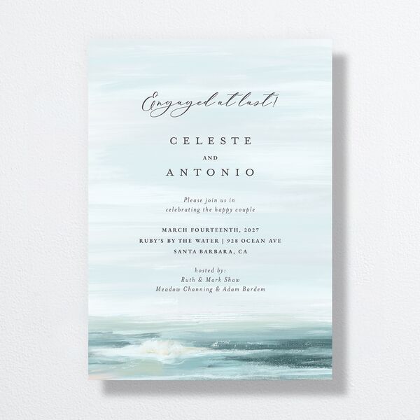 Painted Beach Engagement Party Invitations Dusty Blue Signature Standard
