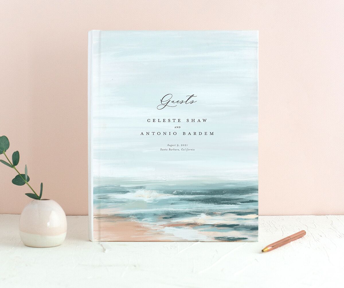 Painted Beach Wedding Guest Book front