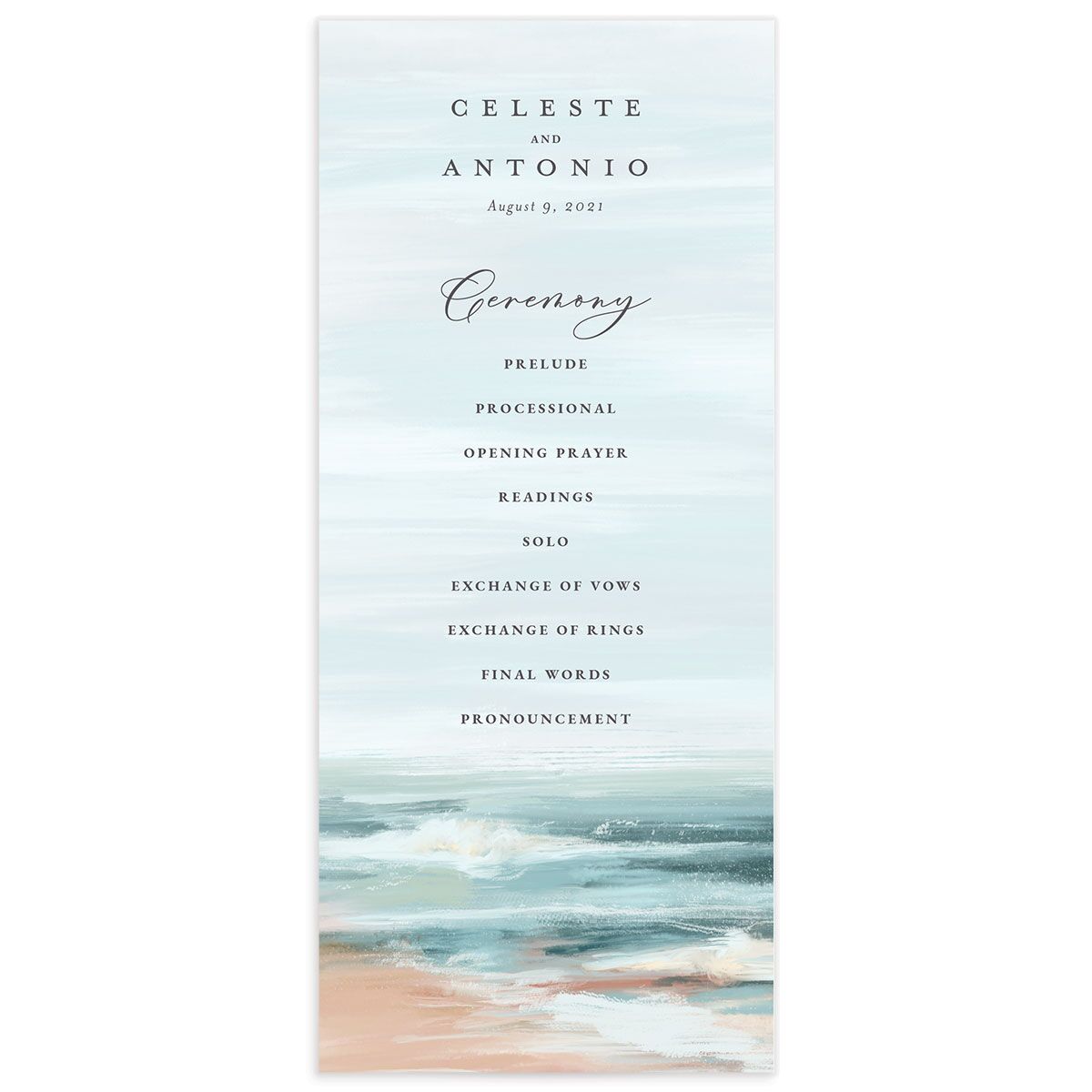 Painted Beach Wedding Programs front