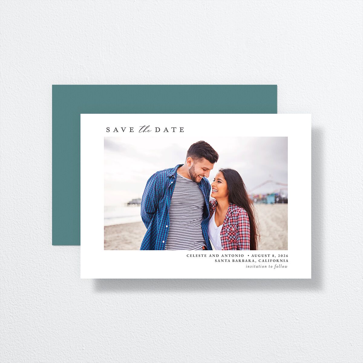 Painted Beach Save The Date Cards front-and-back
