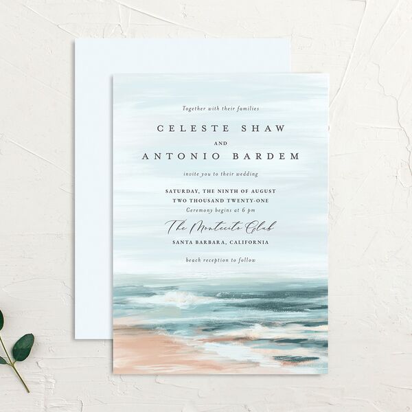 Romantic Shoreline Wedding Invitations French Blue Signature No