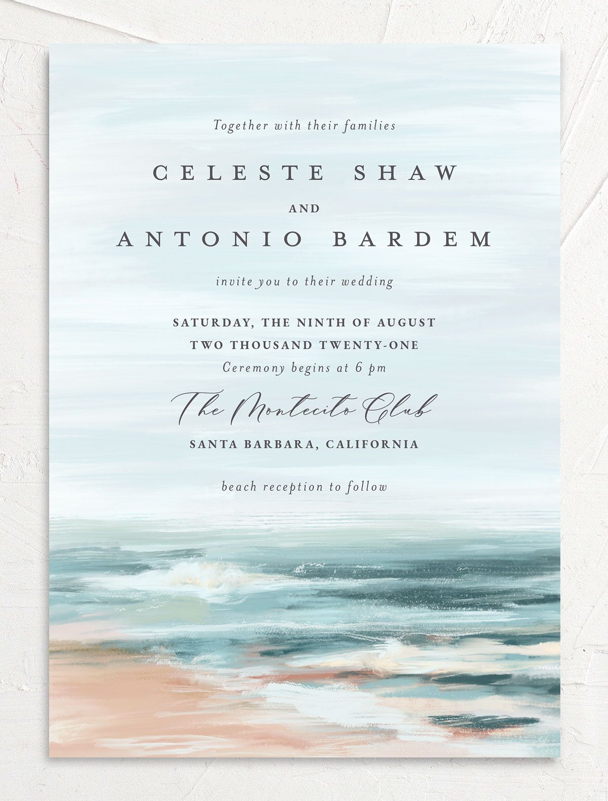 Romantic Shoreline Wedding Invitations front