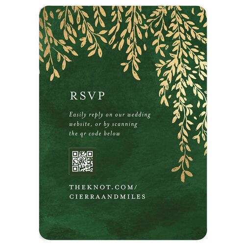 Emerald Forest Foil Wedding Response Cards Gold Hunter Green Signature Rounded