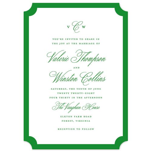 Elegant Eclectic Wedding Invitations Jewel Green Signature Blank No Ticket