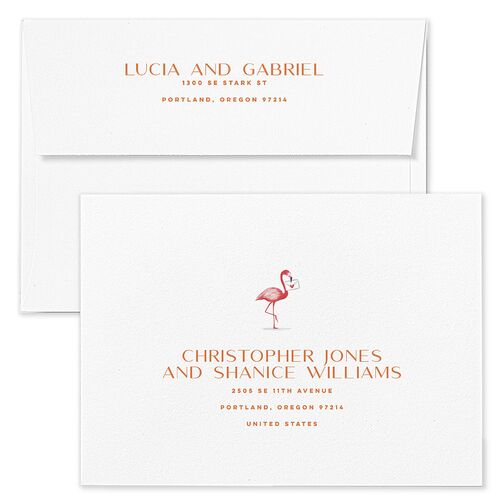 Meet Us In Miami Rehearsal Dinner Invitation Envelopes Turquoise Blue Both Recipient and Return Addresses Signature Standard