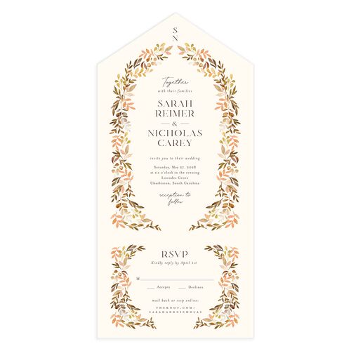 Greenery Altar All-in-One Wedding Invitations Driftwood Signature Light Both Recipient and Return Addresses No