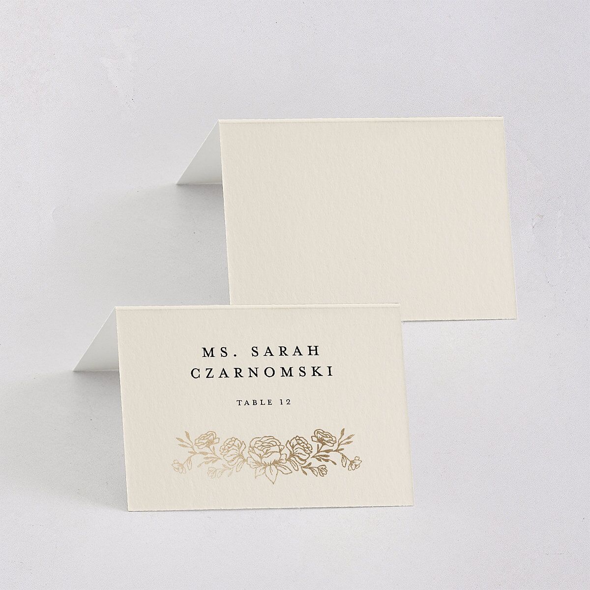 Rose Garden Crest Place Cards by Bridgerton Gold Taupe Signature