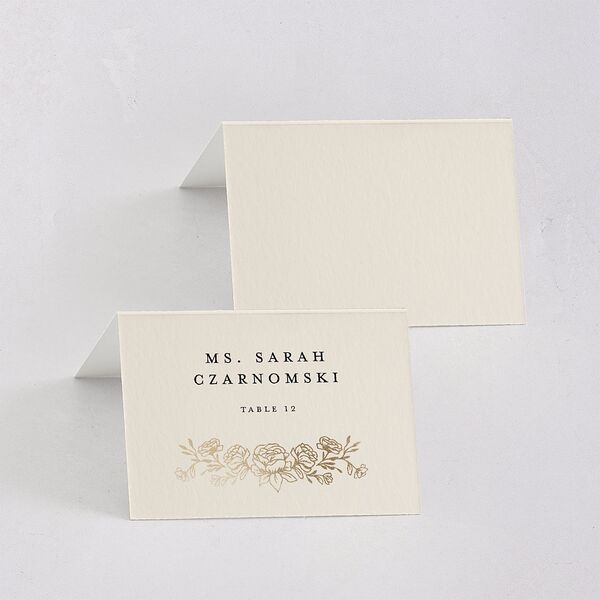 Rose Garden Crest Place Cards by Bridgerton Gold Taupe Signature