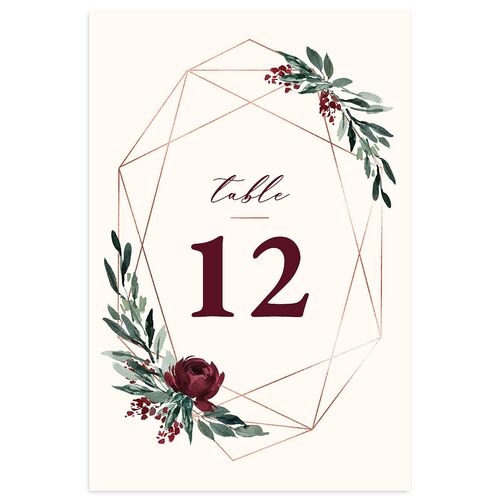 Gilded Botanical Table Numbers Burgundy Signature