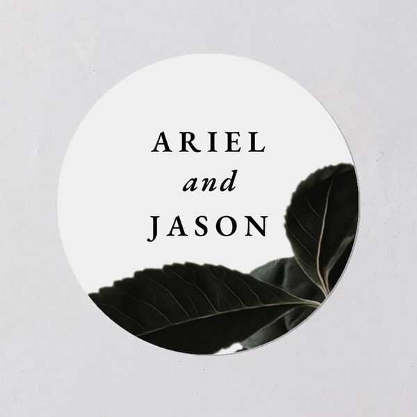 Modern Rose Wedding Stickers Plum Circle