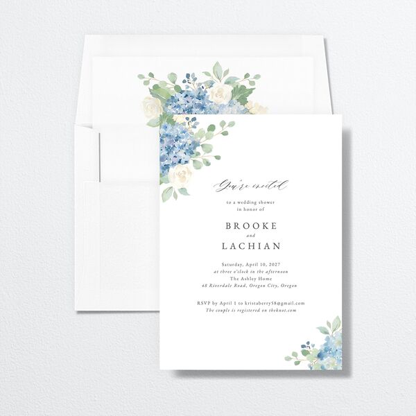 Elegant Hydrangea Bridal Shower Invitations Dusty Blue Signature Standard