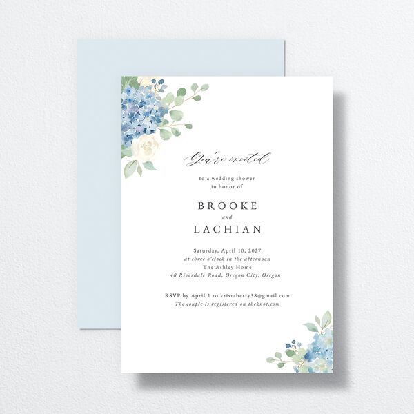Elegant Hydrangea Bridal Shower Invitations Dusty Blue Signature Standard