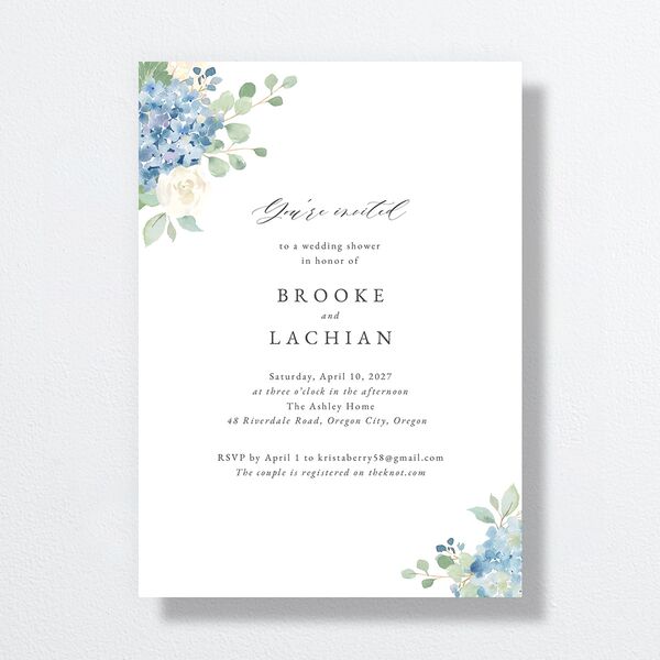 Elegant Hydrangea Bridal Shower Invitations Dusty Blue Signature Standard