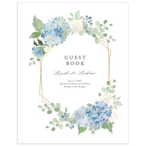 Elegant Hydrangea Wedding Guest Book - Blue