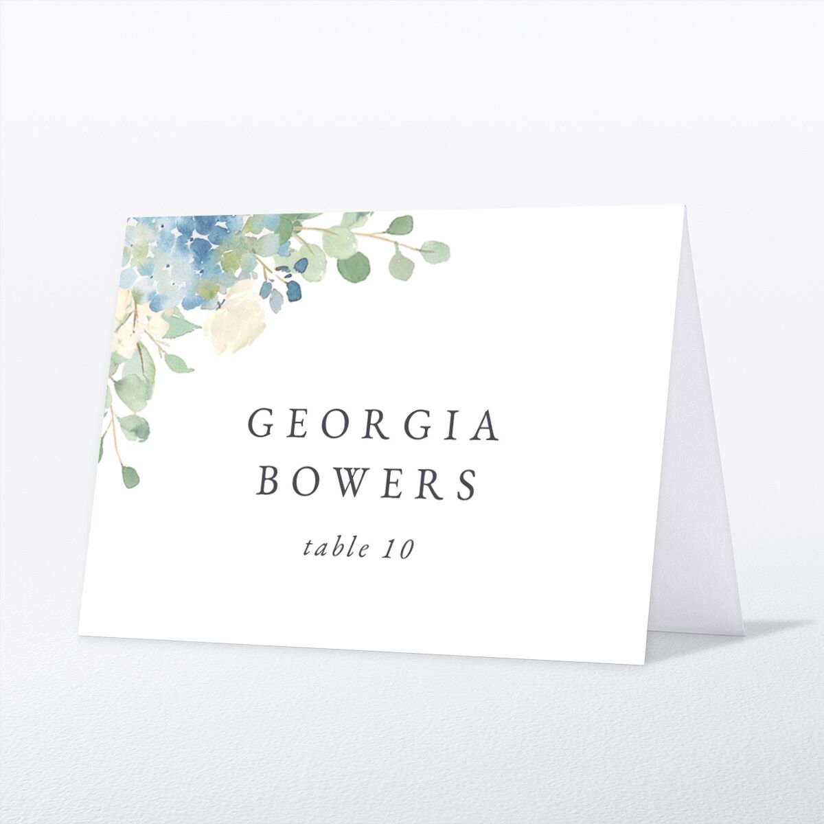 Elegant Hydrangea Place Cards Dusty Blue Signature
