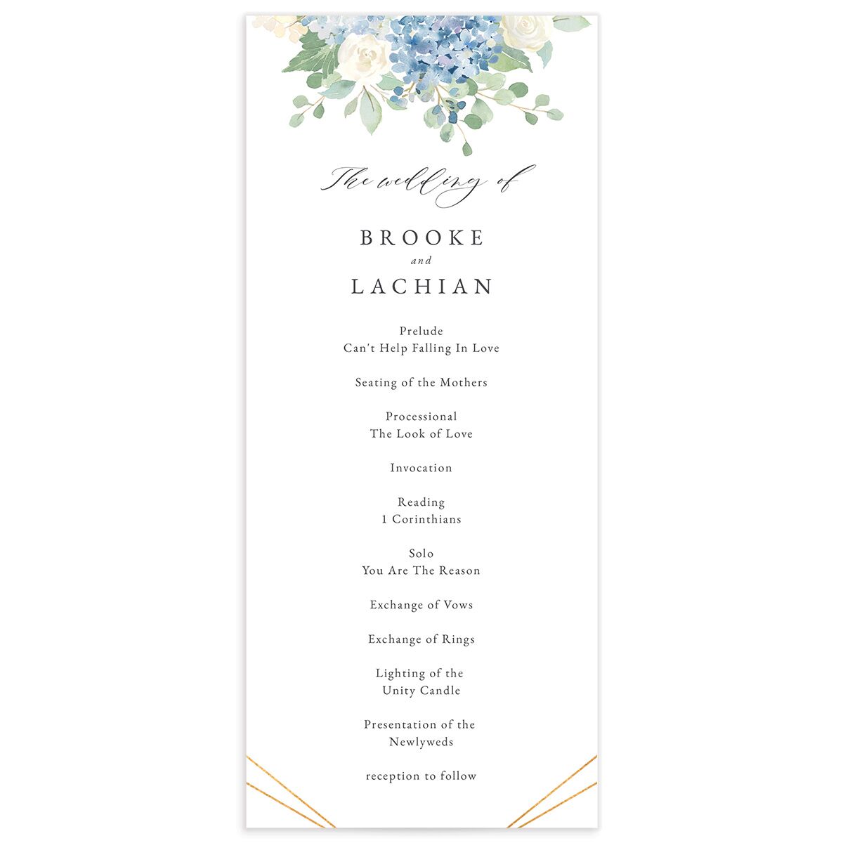 Elegant Hydrangea Wedding Programs