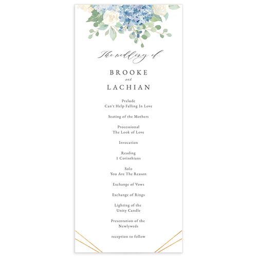 Elegant Hydrangea Wedding Programs - Blue