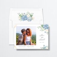 Elegant Hydrangea Save The Date Cards Dusty Blue Signature smooth No Standard