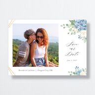 Elegant Hydrangea Save The Date Cards Dusty Blue Signature smooth No Standard