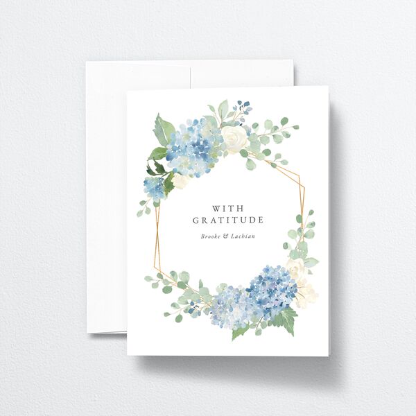 Elegant Hydrangea Thank You Cards Dusty Blue