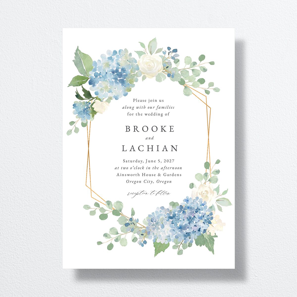 Elegant Hydrangea Wedding Invitations front