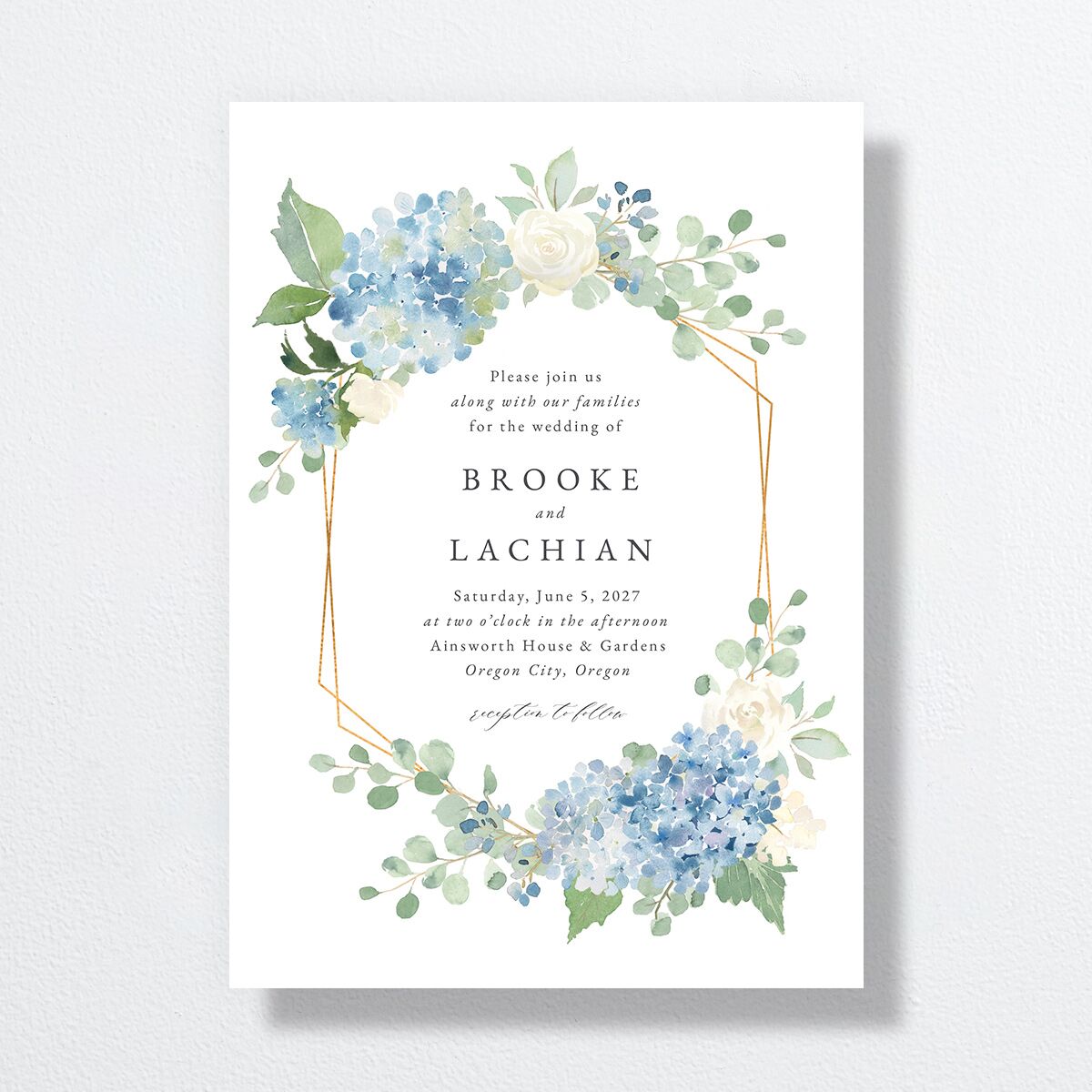 Elegant Hydrangea Wedding Invitations Dusty Blue Signature No Standard