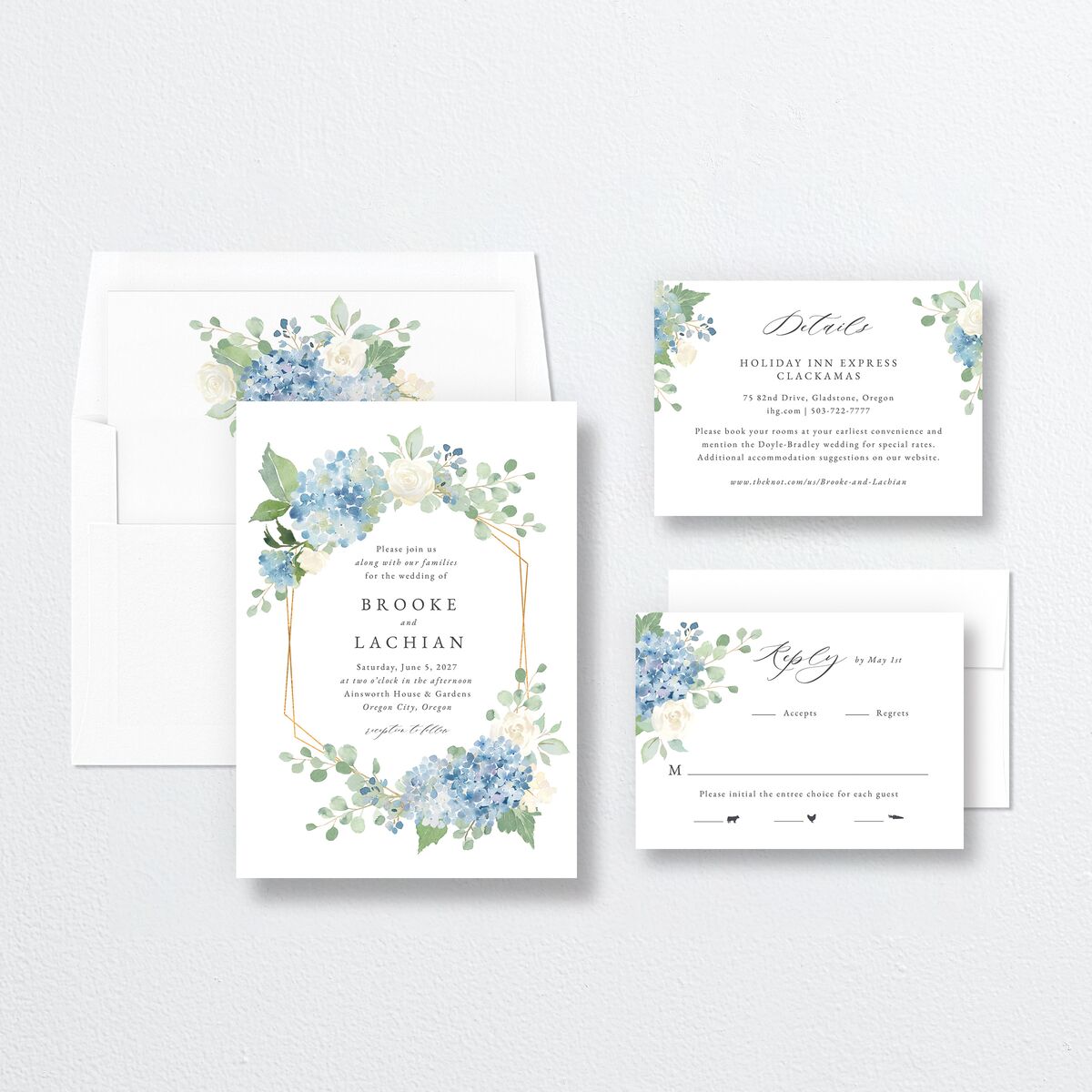 Elegant Hydrangea Wedding Invitations Dusty Blue Signature No Standard