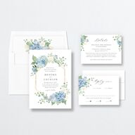 Elegant Hydrangea Wedding Invitations Dusty Blue Signature No Standard