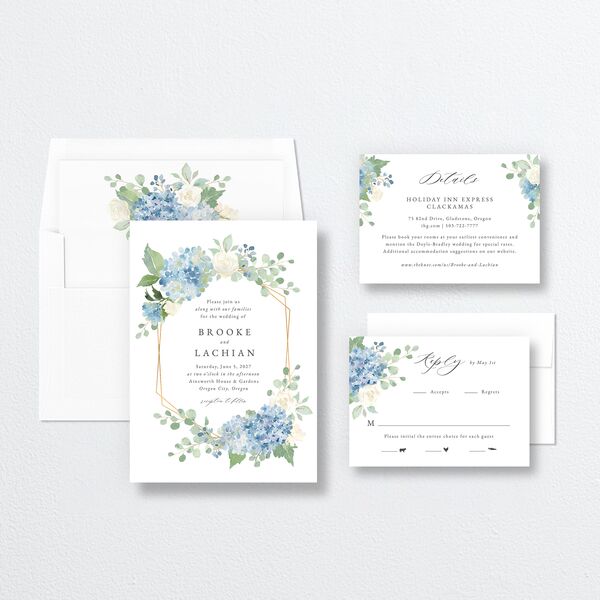 Elegant Hydrangea Wedding Invitations Dusty Blue Signature No Standard