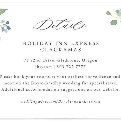 Watercolor Hydrangea Wedding Enclosure Cards - Blue
