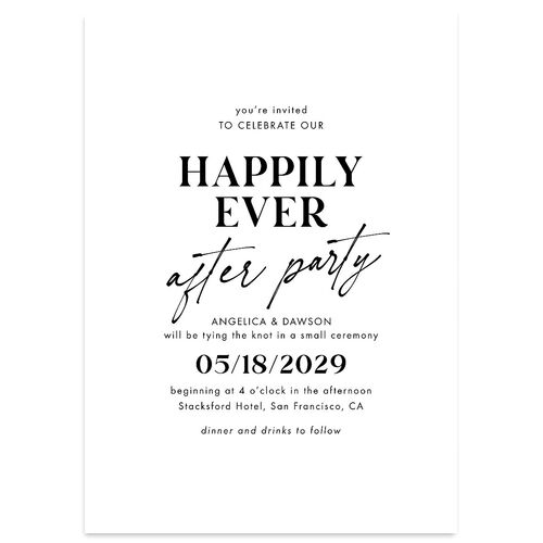 Happily Ever After Party  Wedding Invitations Pure White Signature Blank No Standard