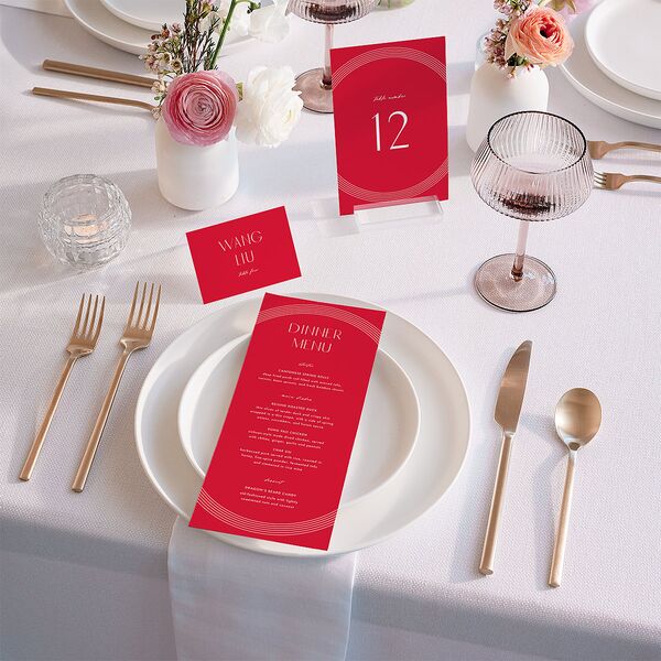 Chinese Lucky Circle Place Cards True Red Signature