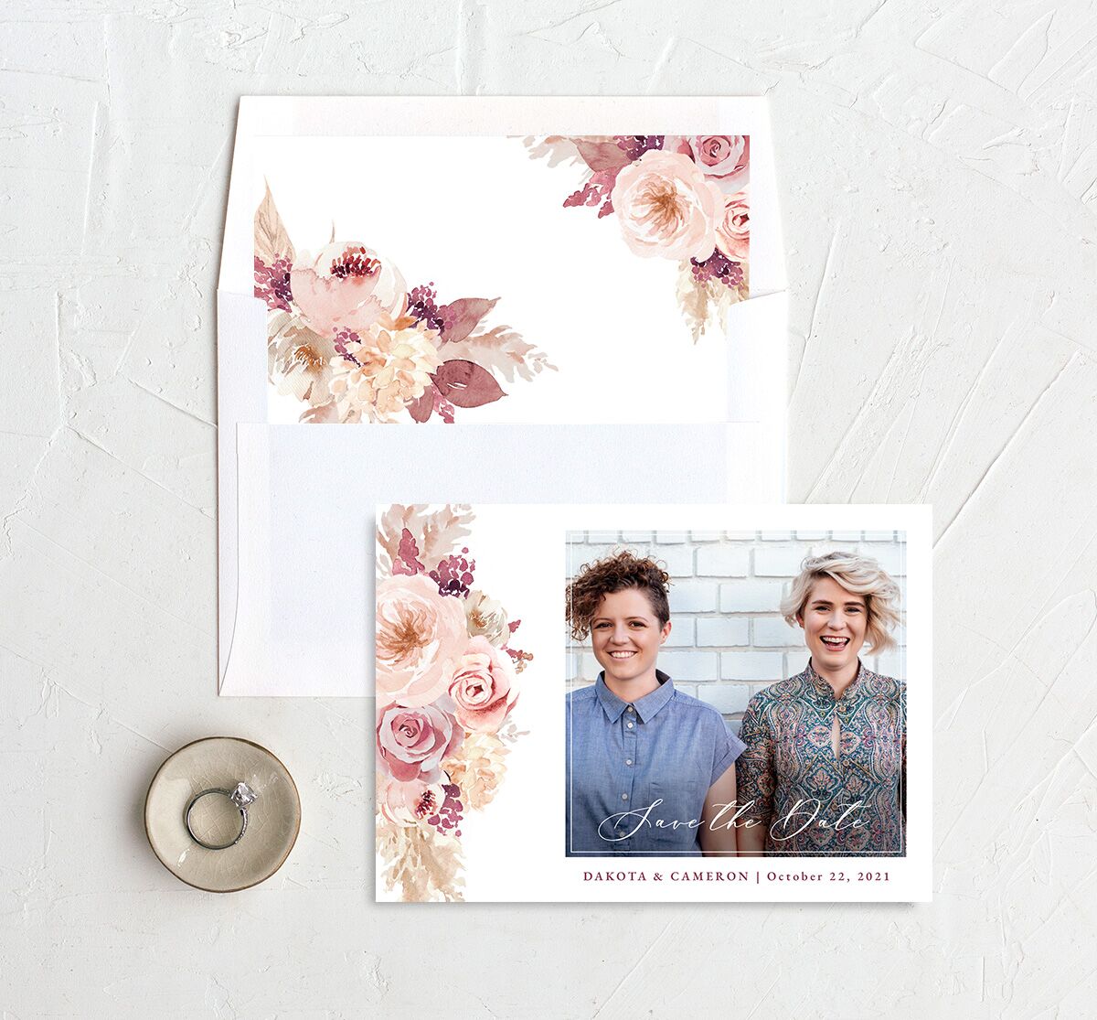 Blush Bouquets Save the Date Cards Blossom Signature smooth No