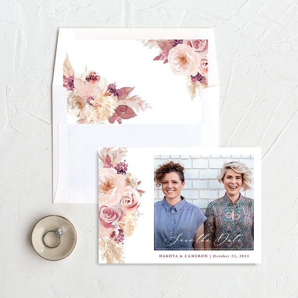 Blush Bouquets Save the Date Cards Blossom Signature smooth No