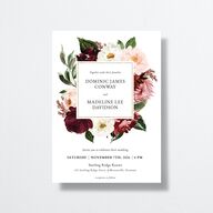 Striking Blooms Wedding Invitations Burgundy Signature No