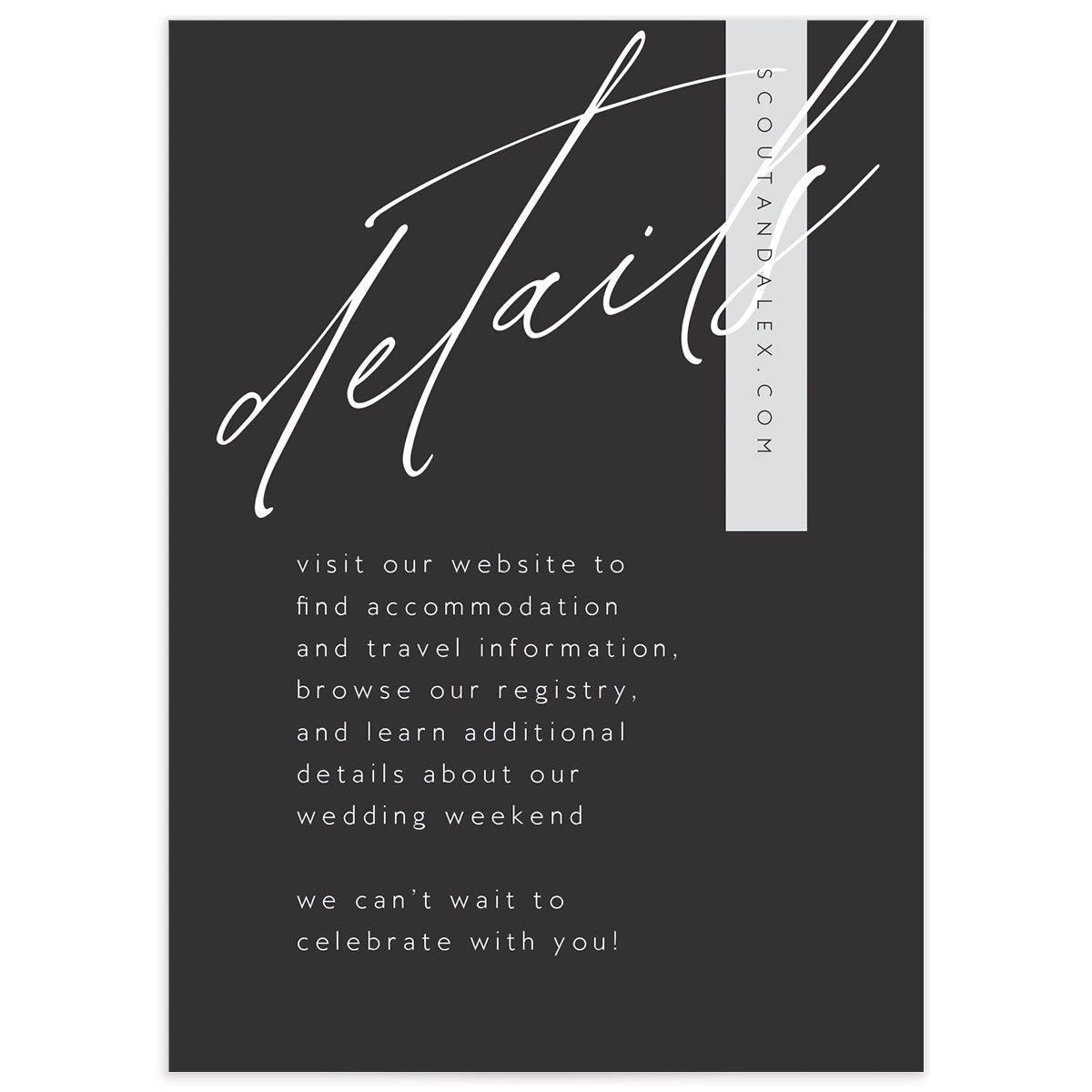 Modern Script Wedding Enclosure Cards front