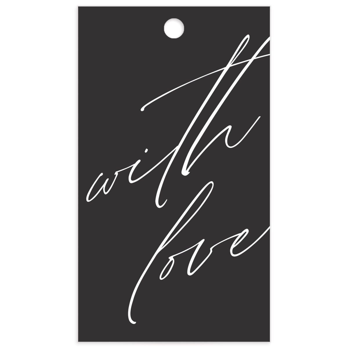 Modern Script Favor Gift Tags front in white