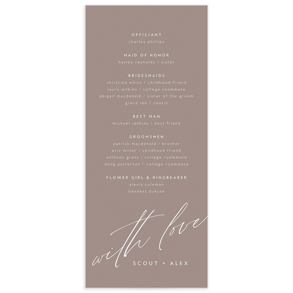 Modern Script Wedding Programs Pure White Signature