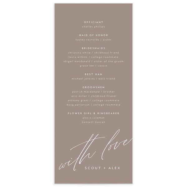 Modern Script Wedding Programs Pure White Signature