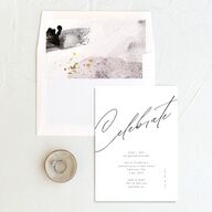 Modern Script Engagement Party Invitations Pure White Signature