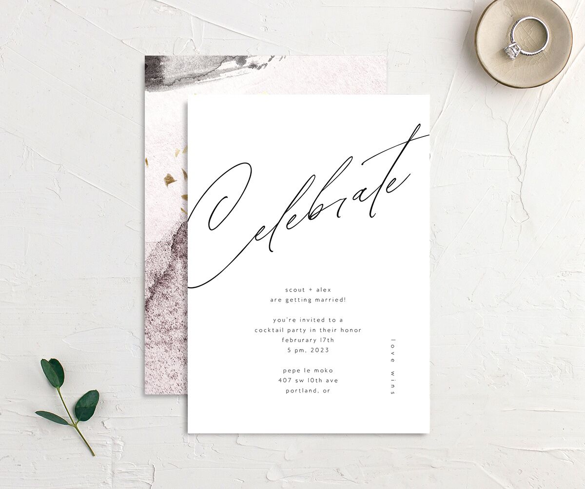 Modern Script Engagement Party Invitations front-and-back