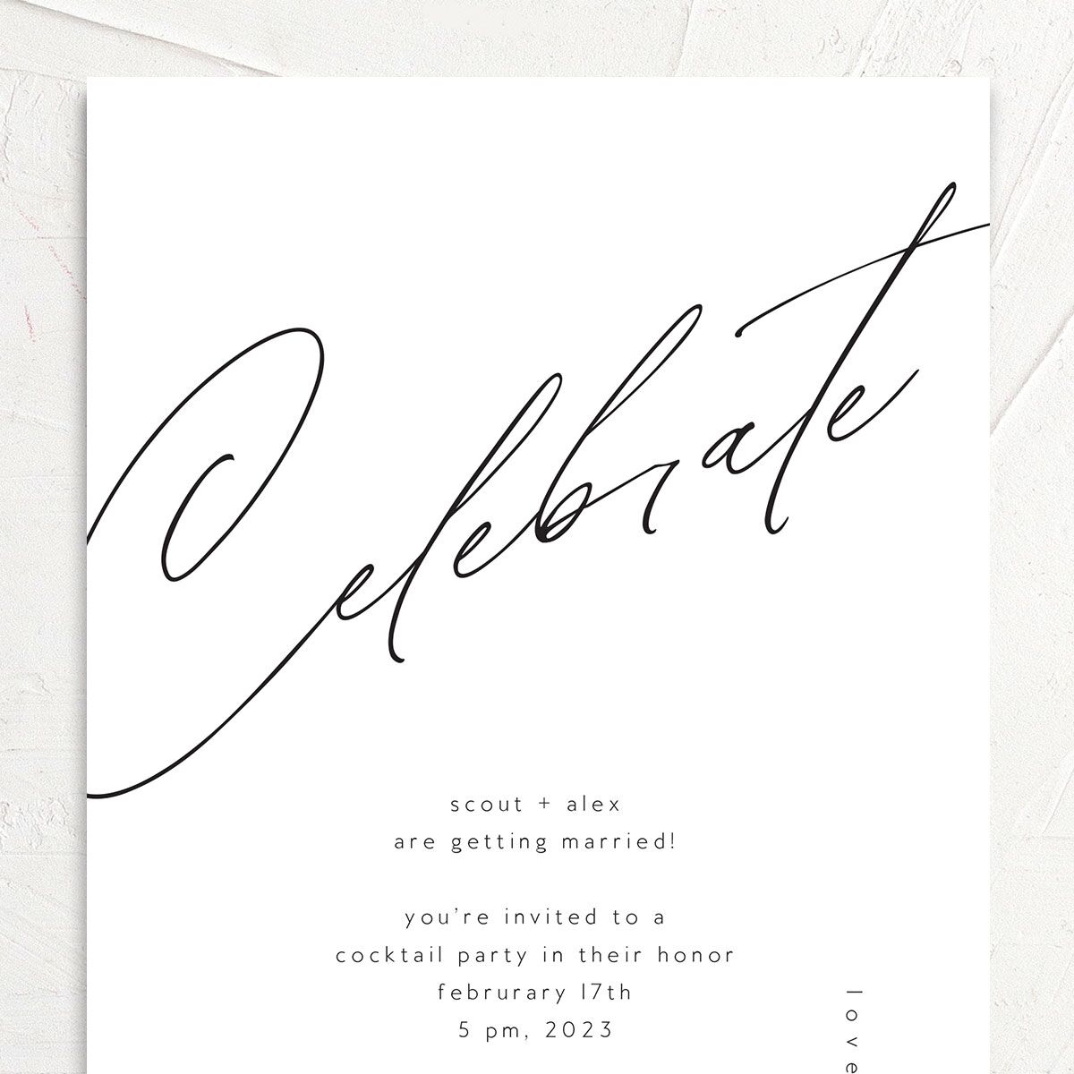 Modern Script Engagement Party Invitations Pure White Signature